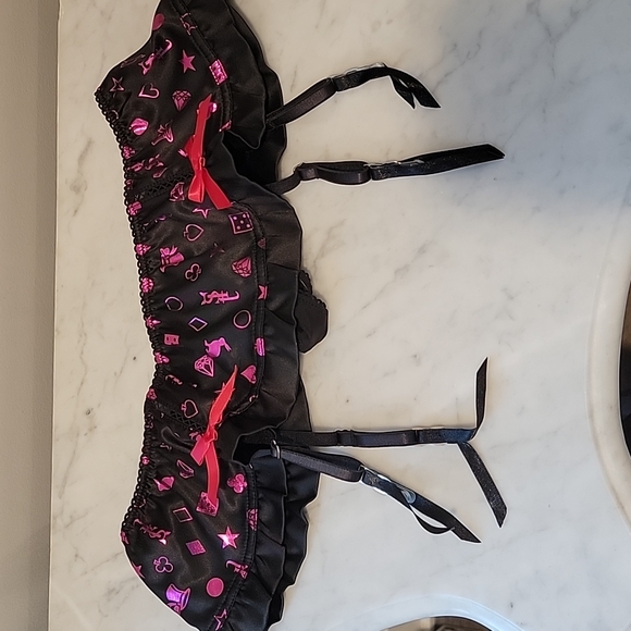 Victoria's Sexy Little Things Bra Panty Garter Lingerie Set 32B XS Vegas Magic - Picture 4 of 10